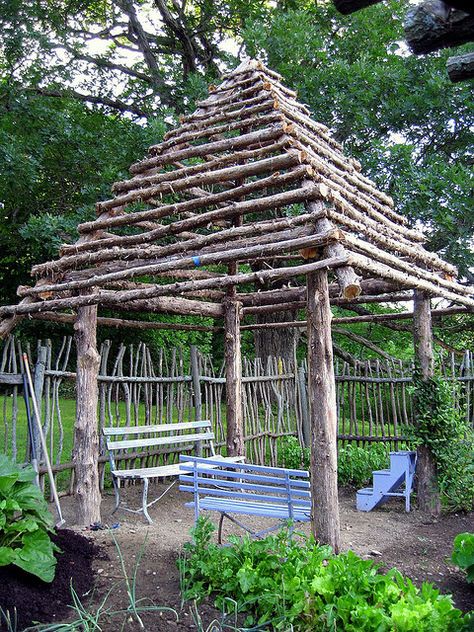 Rustic Log Gazebo by Pandorea..., via Flickr Log Gazebo, Gazebo Ideas, Rustic Backyard, Garden Gazebo, Pergola Patio, Garden Structures, Garden Cottage, Rustic Gardens, Garden Gates