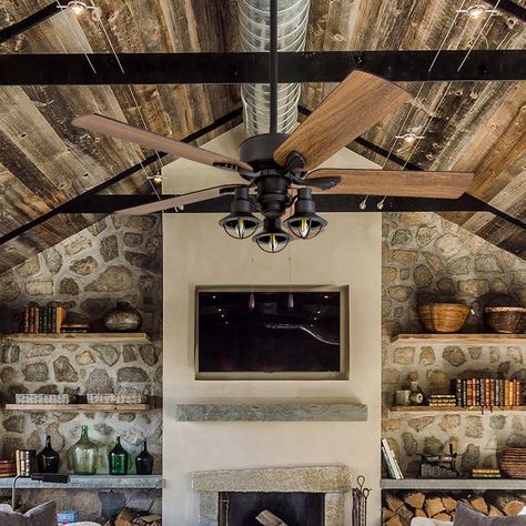 Feminine Living Room Decor, Bedroom Ceiling Fan, Windmill Ceiling Fan, Feminine Living Room, Decorative Ceiling Fans, Ceiling Fan Makeover, Rustic Ceiling Fan, Living Room Ceiling Fan, Farmhouse Ceiling