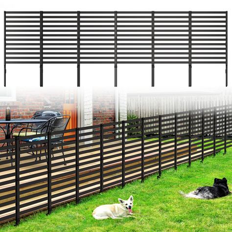 PRICES MAY VARY. 【Product Size】DOMYDEVM Classic metal fence panels individual piece dimensions are 16 inches wide and 22 inches high. Equipped with a total of 12 fence boards and 6 pairs of metal stake pins.The distance between the metal stake pins inserted into the ground and the ground can be adjusted according to your needs.These wire and no dig dog fence barrier can be extended into different shapes depending on the specific use of your path edge.Perfect for your beautiful garden.Note: Not s Easy Front Yard Fence Ideas, Garden Fence Border, Fence Alternatives For Dogs, Fencing Around Patio, Double Fence Ideas, Mobile Home Fence Ideas, Cheap Backyard Fence Ideas, Non Permanent Fence Ideas, Short Garden Fence Ideas