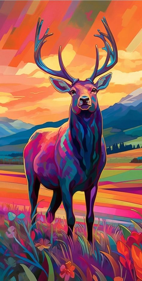 Standing In A Field, Free Workbook, Deer Art, Soyut Sanat Tabloları, Art Gallery Wallpaper, A Deer, Diy Canvas Art Painting, Painting Art Projects, Wildlife Art