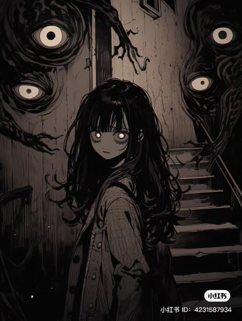 Horror Drawing, 캐릭터 드로잉, Dark Art Illustrations, Scary Art, Creepy Art, 영감을 주는 캐릭터, Anime Poses Reference, Dark Anime, Horror Art