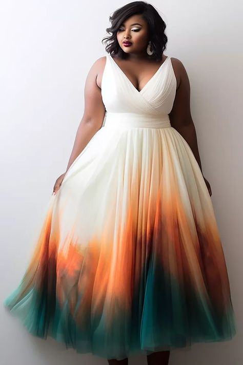 Xpluswear Design Plus Size Wedding Elegant White Gradient V Neck Tulle Maxi Dresses Check more at https://beautyfashionideas.com/dress/xpluswear-design-plus-size-wedding-elegant-white-gradient-v-neck-tulle-maxi-dresses/ Classy Plus Size Outfits, Gorgeous Birthday, White Gradient, Midi Dress Elegant, Tulle Maxi Dress, Fairy Tale Wedding Dress, Wedding Elegant, Midi Dress Party, Birthday Dress