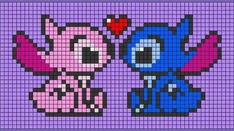 Pixel Art Stitch, Knit Graph, Angel Lilo And Stitch, Pixel Art Minecraft, Lilo Und Stitch, Modele Pixel Art, Pixel Drawing, Lilo Et Stitch, Pixel Art Characters