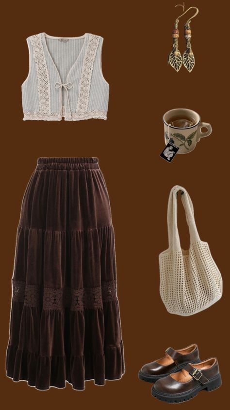 Mexican Cottagecore Outfits, Long Skirt Outfits Mexican, 2000s Mexican Fashion, Mexican Alt Fashion, Whimsigoth Beach Outfit, 70s Inspired Fashion, 70s Outfits, Boho Style Outfits, Earthy Outfits