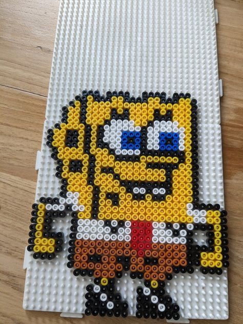 Hama Beads Spongebob, Sponge Bob Perler Beads, Bobs Burgers Perler Beads, Spongebob Perler Beads, Spongebob Perler, Mini Perler Bead Patterns, Melts Beads, Melt Beads, Perler Bead Mario