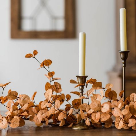 Magnolia's Fall Collection Is Here, and Believe Us When We Say It's Un-Be-Leaf-Able Minimal Fall Decor, Fall Mantle, Eucalyptus Garland, Fall Garland, Modern Fall, Fall Table Decor, Fall Inspo, Fall Centerpiece, Fall Table