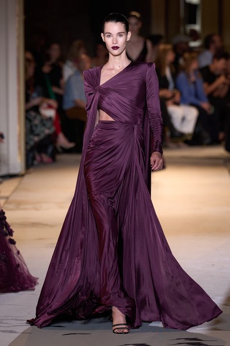 Zuhair Murad Fall 2023 Couture Collection | Vogue Gilded Dress, Purple Runway, Fall 2023 Couture, Midnight Plum, 2023 Couture, Couture Week, Zuhair Murad, Fall 2023, Couture Collection