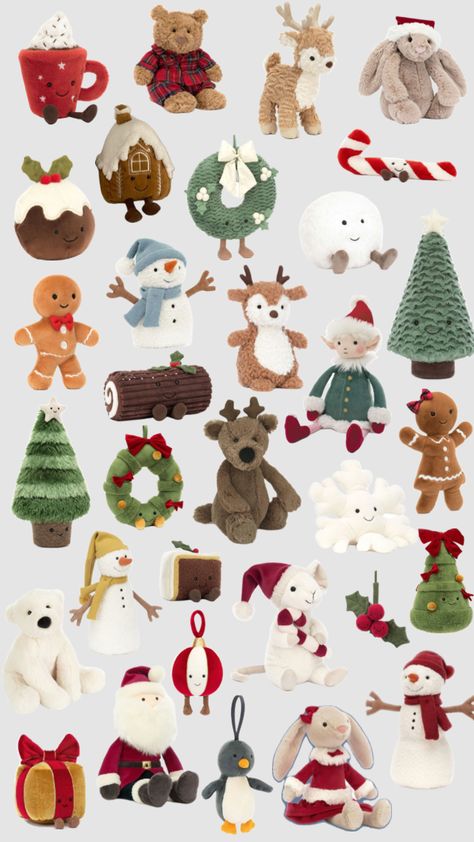 #christmasjellycats #jellycats #beauty #vibes #christmas Drukarka 3d, Jellycat Stuffed Animals, Cute Christmas Outfits, Cute Squishies, Beauty Vibes, Cute Blue Wallpaper, Christmas Inspo, Cute Christmas Gifts, Stacking Toys