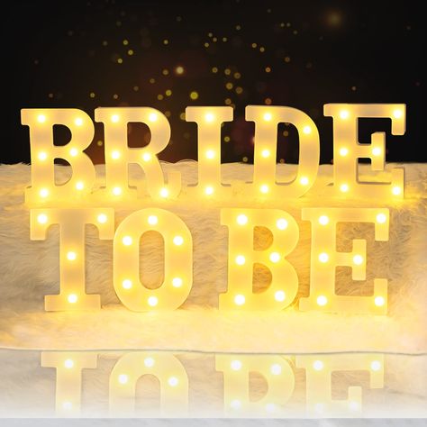 PRICES MAY VARY. 🛒🛒Package Including - 1 Set of BRIDE TO BE letter lights, including 9 Pcs LED letters signs Each letter requires 2 AAA batteries（Do Not Include Batteries）.Letter Size Is 5.5*6.5 inches. 👰👰Great for Bridal Shower Decorations - These stylish and shiny bachelorette bride to be signs are high quality.It's your ideal choice for weddings, bachelorette, bridal showers, bridesmaids, bridal tribes, rehearsals and more! They're also the great gift for a bridal baby or a treat for your Bachelorette Party Room, Backdrop Bachelorette Party, Bride To Be Sign, Bride To Be Decorations, Bride To Be Balloons, Letter Lights, Wedding Background Decoration, White Bridal Shower, Wedding Shower Decorations