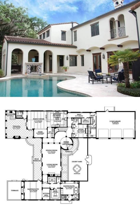 Spanish Bungalow Floor Plans, Spanish Revival Mansion, Spanish Colonial Homes Floor Plans, Two Story Spanish Style Homes, Spanish Style House Floor Plans, Spanish Mansion Floor Plans, 2 Story Spanish House Plans, Spanish Colonial Style Homes House Plans, 2 Story Home Floor Plans