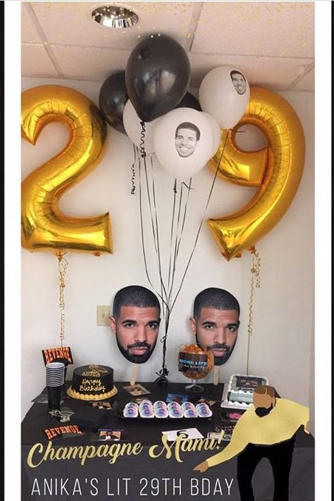 Drake Themed Birthday Party 40th Birthday Celebration Ideas, Drake Birthday Party, Drake Birthday, Nice For What, Drake's Birthday, Aubrey Graham, Party Image, Birthday Party Images, Champagne Birthday