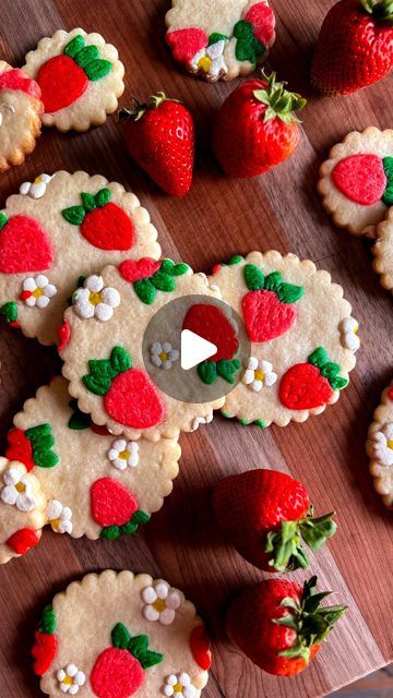 Sugarbird Cakery & Floral Co. - Cheryl Stager on Instagram: "Strawberry season is here! There is NOTHING like fresh Ontario strawberries and until I can get over to our local farm, I’ll be celebrating with these adorable printed strawberry sugar cookies. I just coloured some cookie dough different colours and added some strawberry details. I love the way they turned out! 🍓  #sugarbirdcakeryfloral #cakeArt #cakeartist #easybaking #cakedecorator #cakedecorations #cookietutorial #bakinginfluencer #foodinfluencer #decoratinghack #cookiedecorating #decoratingcookies #easyrecipes #cookieart #cookieartist #strawberrycookies" Printed Sugar Cookies, Strawberry Sugar Cookies Decorated, Strawberry Sugar Cookie, Printed Cookies, Summer Sugar Cookies, Cookie Shapes, Strawberry Sugar Cookies, Strawberry Sugar, Strawberry Season