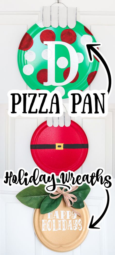 DIY Pizza Pan Wreaths for the Holidays - Angie Holden The Country Chic Cottage Pizza Pan Christmas Crafts, Pizza Pan Wreaths, Christmas Pizza, Xmas Projects, Diy Pizza, Pizza Pans, Christmas Craft Fair, Country Chic Cottage, Pizza Pan