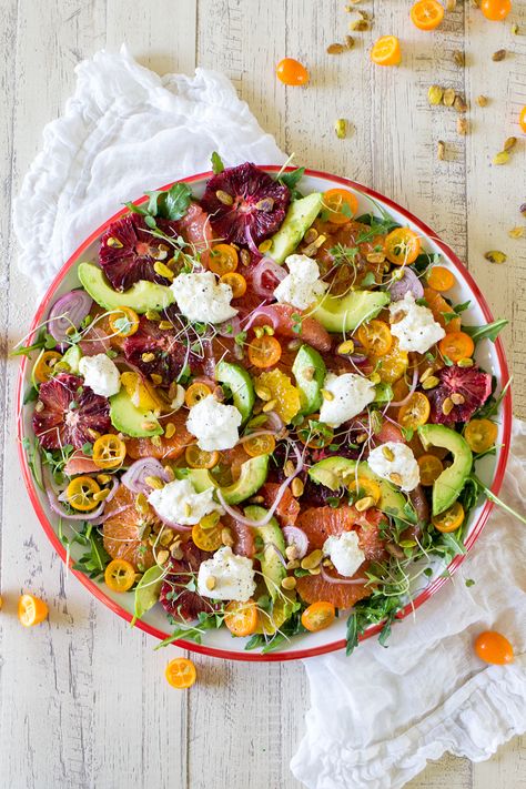 Citrus Salad with Burrata and Marinated Shallot Vinaigrette is the salad I'm planning to make all spring and summer long! Salad With Burrata, Salad Options, Shallot Vinaigrette, Burrata Salad, Spring Menu, Citrus Vinaigrette, Citrus Salad, Fresh Avocado, Menu Plan