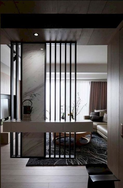 Partition wall decor Modern Partition, Room Partitions, Room Partition Wall, Wall Partition Design, Divider Design, Modern Minimalist Living Room, Bedroom Wall Designs, Living Room Partition, Living Room Partition Design