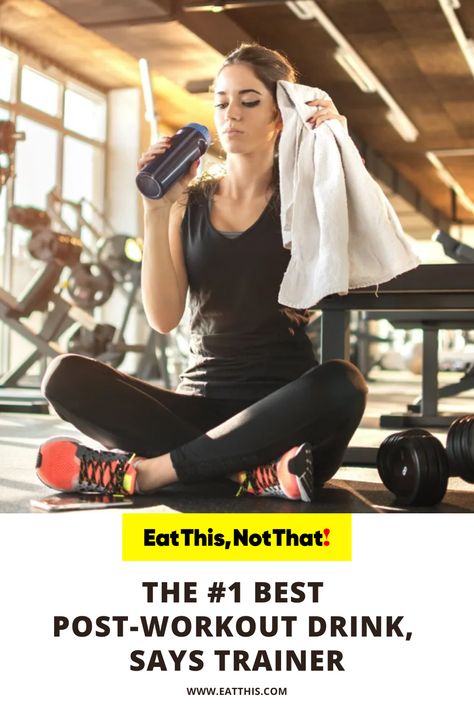 eat this not that post-workout workouts drink beverage trainer after energy build muscle healthy healthiest After Workout Drink, Post Workout Drink, Best Drink, Post Workout Protein, After Exercise, Eat This Not That, Post Workout Recovery, Hard Workout, Recovery Workout