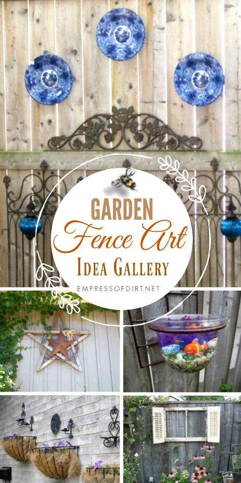 25+ Creative Ideas For Garden Fences #gardening #gardenart #gardenjunk #gardendecor #gardenfence #reqpurposed #empressofdirt Landscaping Border, Backyard Fence Decor, Garden Fence Art, Garden Fences, Tattoo Plant, Diy Fence, Garden Junk, Front Yard Fence, Fence Art