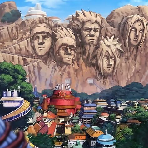 Naruto Konoha Village Wallpaper, All Naruto Characters Together, Hokage Mountain, Nanowrimo 2023, Naruto Leaf Village, Naruto Leaf, Konoha Village, Leaf Village, Dr World