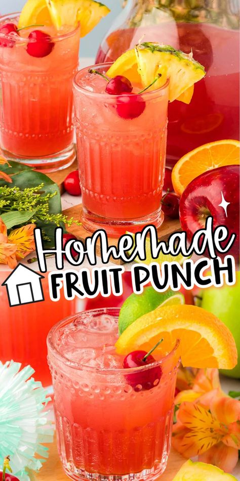 Learn How To Make Fruit Punch with the best high-quality ingredients to have the most delicious party drink at all of your gatherings! Prep a batch of this fruity, perfectly sweet punch in less than 5 minutes! via @sugarandsoulco Homemade Fruit Punch Juice, Fruit Punch Juice Recipe, How To Make Fruit Punch, Jamaican Fruit Punch, How To Make Punch For A Party, Fruit Punch Recipes Non Alcoholic, Homemade Fruit Punch, Non Alcoholic Fruit Punch, Alcoholic Fruit Punch