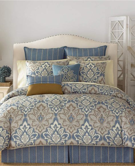 Croscill Captain's Quarters King 4-Pc. Comforter Set Bedding #ad #homedecor #homestyle #homedecorideas #bedroomdecor #masterbedroom master bedroom Wayfair Bedroom, Captain's Quarters, Traditional Bedroom Design, Damask Bedding, Captains Quarters, Bedroom Quilts, King Comforter Sets, Traditional Bedroom, Comfortable Bedroom