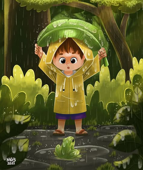 Rainy Season Illustration, Rainy Season Painting, Rainy Day Cartoon, Illustration Monochromatic, Rainy Drawing, Rainy Illustration, Rainy Season Drawing, Seasons Illustration, Monochromatic Illustration