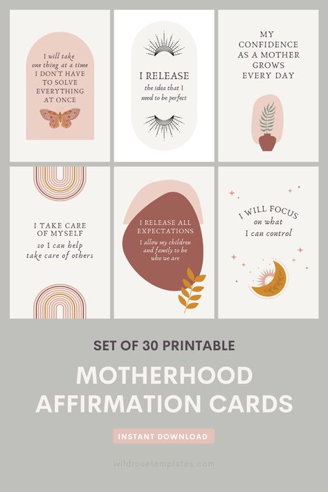 Free Affirmation Printables, Self Care Cards Free Printable, Diy Birth Affirmation Cards, Diy Positive Affirmation Cards, Affirmation Printables, Cards For Moms, Mom Affirmations, Free Printable Affirmation Cards, New Mom Affirmation Cards