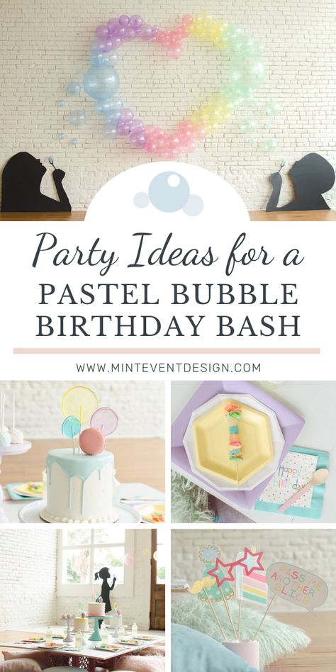 It's a Pastel Bubble Bash - Bubble Themed Birthday Party Ideas Bubble Themed Birthday Party, Bubble Party Theme, Themed Birthday Party Ideas, Bubble Birthday Parties, Bubble Birthday, Bubble Party, Girl Birthday Themes, Toddler Birthday, 3rd Party