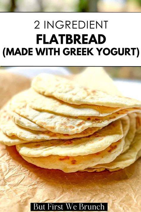 Whip up a simple 2 Ingredient Flatbread, without yeast, using just Greek yogurt and self-rising flour. This quick and easy recipe creates soft and delicious flatbread that are perfect for sandwiches, wraps, or a pizza base! Greek Yogurt Flatbread, Yogurt Flatbread Recipe, Vegan Flatbread Recipes, Yoghurt Flatbread, Greek Yogurt Bread, Quick Flatbread, Yogurt Flatbread, Greek Flatbread, Tortillas Chips