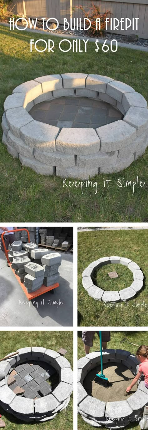 12 Easy and Cheap DIY Outdoor Fire Pit Ideas – The Handy Mano Homemade Patio, Cheap Outdoor Patio Ideas, Design Per Patio, Cheap Patio Furniture, Small Outdoor Patios, Diy Backyard Patio, Cinder Blocks, Cheap Patio, Flagstone Patio