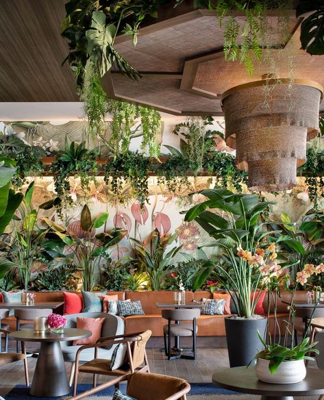 Boho Restaurant, Beach Restaurant Design, Boho Color Palette, Greens Restaurant, Tropical Interiors, Tropical Interior Design, Tropical Interior, Rustic Restaurant, Boho Color