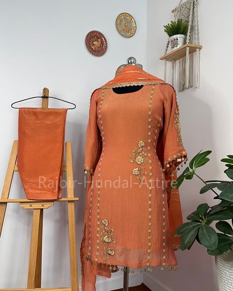 Customise in your favourite colour. 9467508996 is our only contact number to order and discuss. . #rajbirhundalattire #rajbirhundaldesigns #trendingdesigns #handworkembroidery #handembroiderywork Latest Hand Work Suit Design, Hand Work Suits Designs, Green Pakistani Bridal Dress, Designer Punjabi Suits Patiala, Suit Inspiration, Punjabi Suits Designer Boutique, Pakistani Bridal Dress, Boat Crafts, Embroidery Fashion Detail