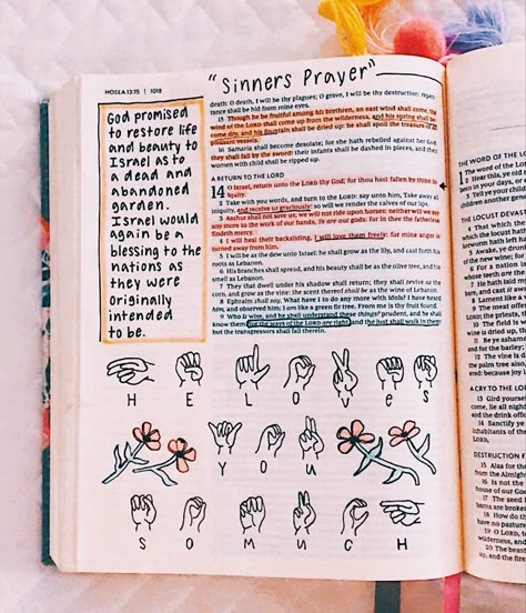 ASL bible journaling art follow on Insta @journals_for_jesus for more!! Asl Bible Verse, Best Journaling Bible, Hosea Bible Journaling, The Jesus Bible Journaling, Joel Bible Journaling, Hosea Bible Journaling Ideas, Bible Journaling For Beginners Notebook, Bible Journaling For Beginners Ideas, How To Bible Journal For Beginners