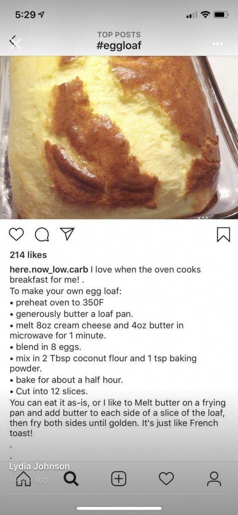 Cook for 45 minutes not 30 #KetoRecipesForBreakfast Keto Egg Loaf, Egg Loaf, Egg Bread, 140 Pounds, Cooked Breakfast, Low Carb Bread, Brown Long Sleeve, Low Carb Breakfast, Keto Bread