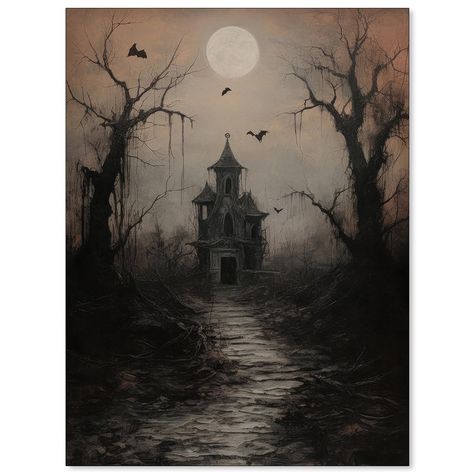 PRICES MAY VARY. Haunted House Wall Decor:The horror wall decor size is 08x10inch ,not include frames. You to choose your preferred frames to showcase them.Assemble and install by yourself, fully enjoy the fun of DIY. Durable & High Quality Posters:Canvas poster Use high quality environmentally protection ink, not easy to fade, vivid color, waterproof, Uv resistant, no odor.Haunted house wall art will add a touch of style and personality to your walls. Halloween Wall Decor: Perfect for those who Vintage Haunted House, Dark Academia Wall Art, Academia Wall Art, Dark Academia Wall, Dark Academia Art, Halloween Bedroom Decor, Gothic Wall Decor, House Canvas, Preppy Decor