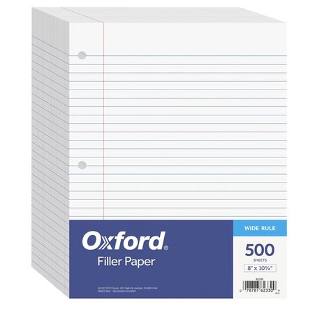 Oxford Filler Paper, 8 x 10-1/2 Inch Wide Ruled Paper, 3 Hole Punch, Loose Leaf Notebook Paper for 3 Ring Binders, 500 sheets (62330), white Looseleaf Paper, First Day Of Highschool, Middle School Supplies, Binder Paper, College Student Hacks, Loose Leaf Paper, College School Supplies, School Paper, Cute Stationary School Supplies