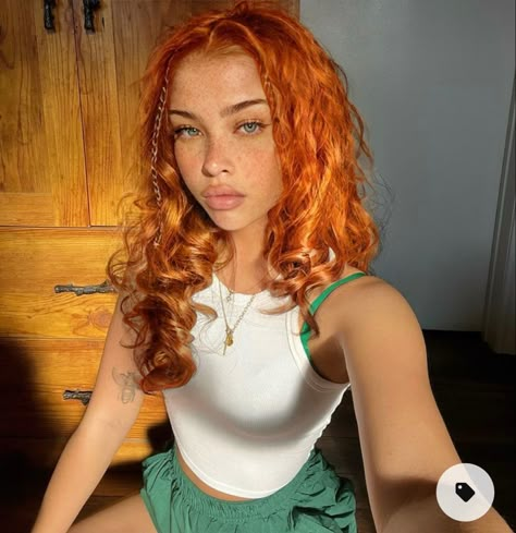 Dyed Red Hair Green Eyes, Tan Skin With Ginger Hair, Red Curly Hair Pale Skin, Red Curly Hair Blue Eyes, Redhead Baddie Aesthetic, Ginger Hair Dark Eyes, Red Coily Hair, Blasian Face Claim Female, Ginger Hair Olive Skin