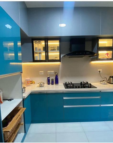 Small kitchen design idea | kitchen interior design | kitchen cabinets idea Modular Kitchen Colour Combination, Kitchen Trolley Design, Latest Modular Kitchen Design, Kitchen Cabinetry Design, Small Modern Kitchens, Scandinavian Kitchen Design, Simple Kitchen Design, Kitchen Modular, Kitchen Cupboard Designs