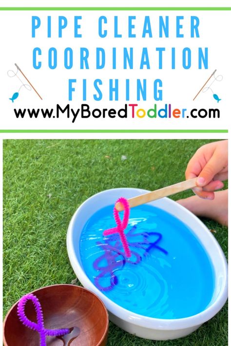 Pipe Cleaner Coordination Fishing: This activity can be ready to play within a few minutes using just a few resources. Great for life skills!