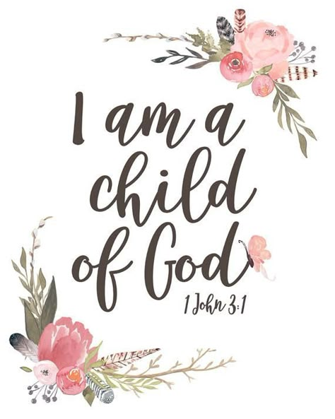 I am a Child of God - Girl's Nursery Print, Bible Verse Wall Art with Watercolor Florals for a Vintage Boho Nursery #God Woord Van God, A Child Of God, Gods Girl, Ayat Alkitab, Child Of God, Bible Verse Wall, Bible Verse Wall Art, E Card, Bible Art