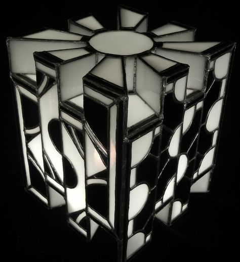 Lament Configuration by DarkeVitrum on DeviantArt Lament Configuration, Stained Glass Table Lamps, Geometric Pendant Light, Tiffany Glass, Artist Gallery, Glass Ideas, Stained Glass Patterns, Stained Glass Art, Puzzle Game