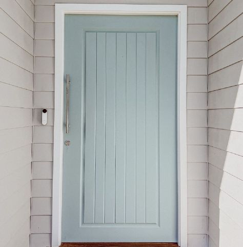 Classic & Country Interiors With Pale Blue, Duck Egg and Aqua! - Hello Lovely Duck Egg Blue Front Door, Light Grey Siding, Duck Egg Blue Door, Light Blue House Exterior, Pale Blue Paint Colors, Aqua Front Doors, Duck Egg Blue Bedroom, French Blue Paint, Dulux Australia