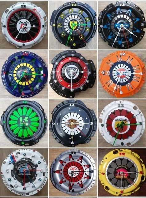 Just a few of our examples of clocks made to order this January. Automotive Home Decor, Car Part Furniture Automotive Decor, Car Inspired Furniture, Repurposed Automotive Decor, Engine Parts Decor, Car Part Furniture Automotive Decor Reuse Recycle, Mechanic Shop Decor, Hot Wheels Room, Car Parts Decor