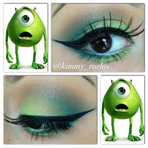 Monsters Inc Mike Wazowski Makeup Look, Mike Wazowski Makeup, Monsters Inc Makeup, Sully Makeup, Monsters Inc Halloween Costumes, Monsters Inc Halloween, Disney Eye Makeup, Disney Eyes, Disney Inspired Makeup