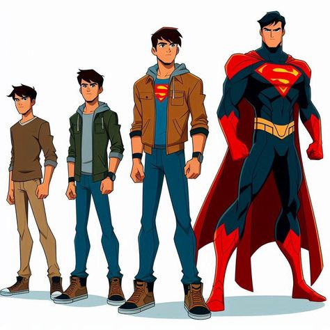 Superboy Suit Design, Superboy Concept Art, Superhero Team Poses, Superman Suit Concept Art, Super Hero Ideas Design, Male Superhero Design, Dc Oc Male, Superman Oc, Super Hero Character Design