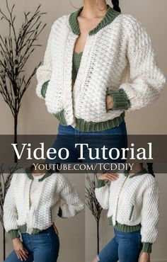 How To Crochet Jacket, How To Make Crochet Jacket, Bulky Knit Cardigan Pattern Free Plus Size, Crochet Varsity Jacket Pattern, Crochet Amigurumi Video Tutorials, Chunky Crochet Jacket, Crochet Business Casual, Crocheting Jacket, Crochet Cardigan Tutorial Videos