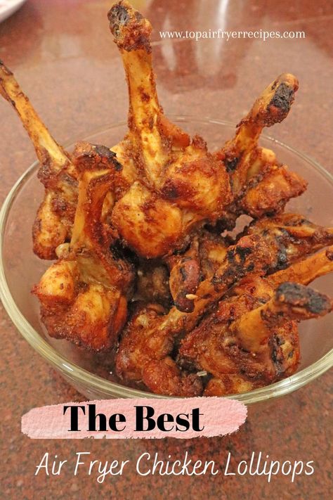 The Best Air Fryer Chicken Lollipops Lollipop Chicken Drumsticks Recipe, Air Fryer Chicken Lollipops, How To Lollipop Drumsticks, Lollipop Chicken Recipe, Butterfly Drumsticks Air Fryer, Chicken Lollipops Recipe Air Fryer, Chicken Drumsticks Lollipops, Lollipop Chicken Drumsticks Air Fryer, Drumstick Chicken Lolipop Recipes