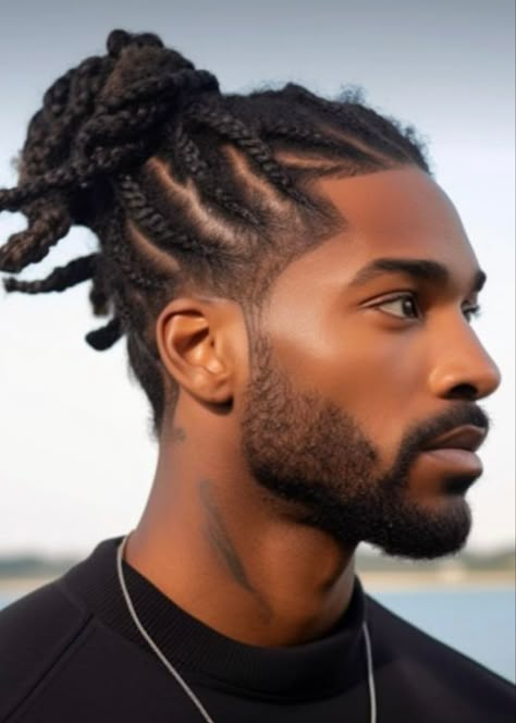 Men With Braids Long Hair, Devyn Core, Black Men With Braids, Black Man Braids, Man With Braided Hair, Men With Braids, Braids Man, Man Braid, 1st Haircut