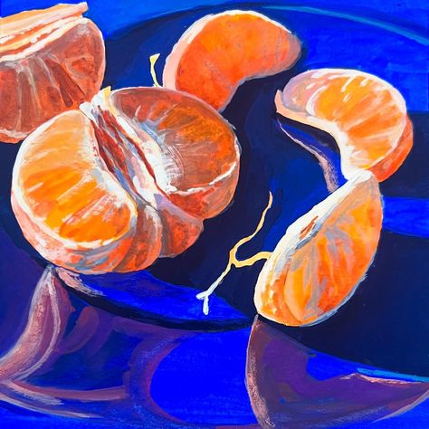 Instagram Orange Painting Easy, Fruits Artwork, Fruit Artwork, Orange Painting, Contemporary Landscape Painting, Orange Paint, Room Transformation, A Level Art, Contemporary Landscape