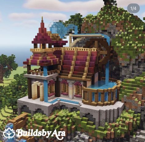 Minecraft Unique House Ideas, Potion Building Minecraft, Minecraft Pokemon Builds, Minecraft Potion Shop, Minecraft Potions, Potion Shop, Minecraft Castle Blueprints, Minecraft Base, Minecraft Structures