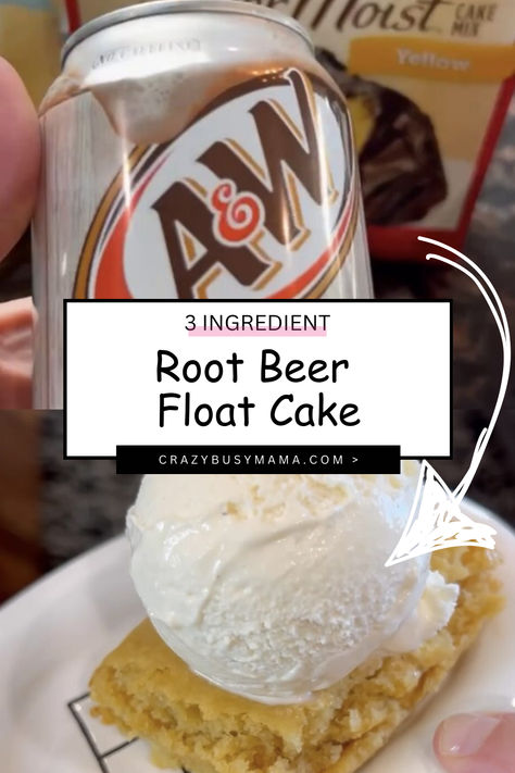 Root Beer Float Cake Throw Together Dessert, Root Beer Float Cake, Crazy Busy Mama, French Crullers, Printable Recipe Card, Coffee Creamer Recipe, Cake Form, Creamer Recipe, Beer Float